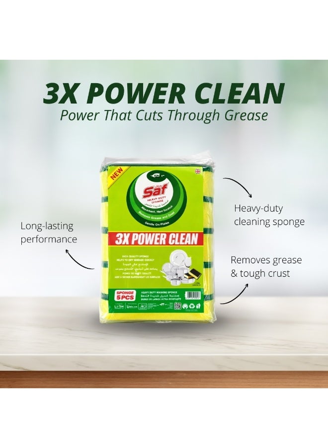 SAF Scrub Sponge – Pack of 5, Heavy Duty Kitchen Cleaning Scouring Pads, Multi-Purpose Dishwashing & Utensil Scrubber, Long-Lasting Scrub Pads - Image 4